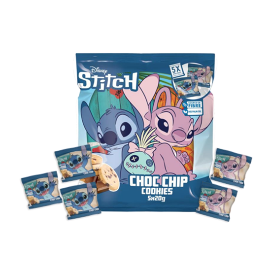 Stitch Choc Chip Cookies (5 x 20g) pack shot