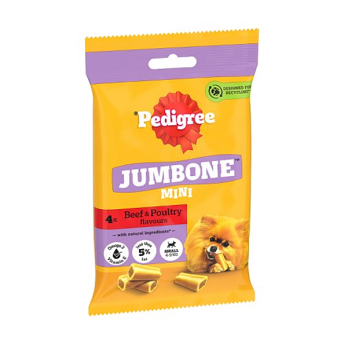 Pedigree Jumbone Small Dog Treats With Beef & Poultry 4 Chews 160g pack shot
