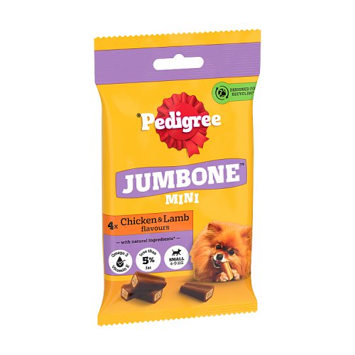 Pedigree Jumbone Small Dog Treats With Chicken And Lamb 4 Chews 160g pack shot