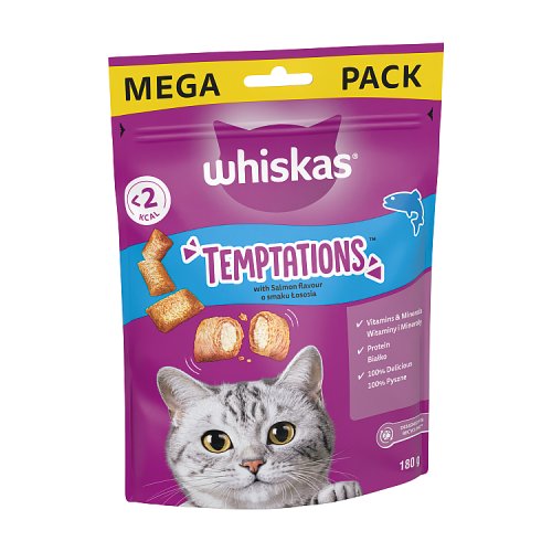 Whiskas Cat Treat Temptations With Salmon 180g pack shot