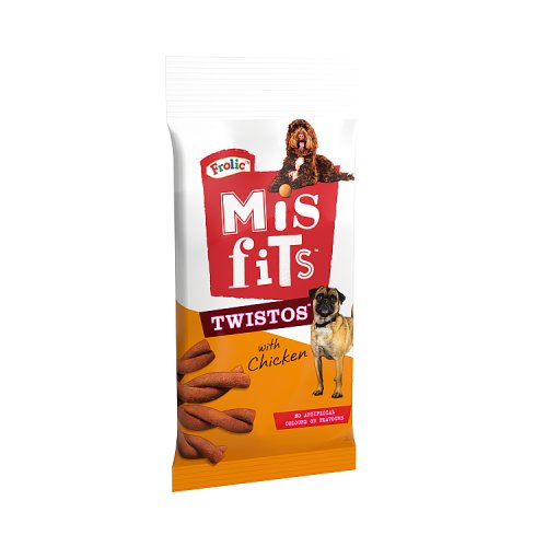 Misfits Tangly Twists Dog Treats Chicken & Egg 105g pack shot