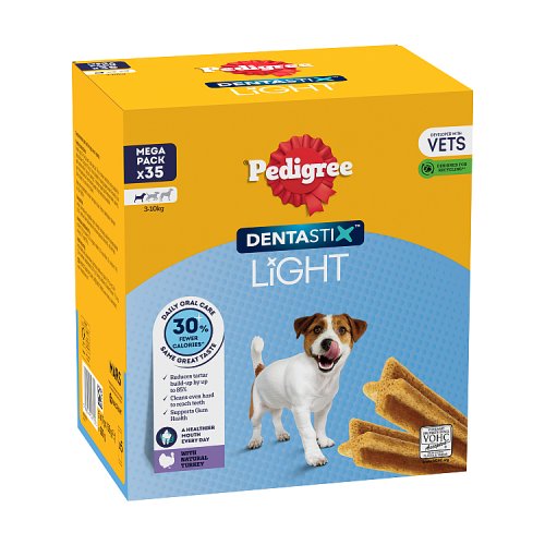Pedigree Dentastix Light Daily Dental Chews Small Dog 35 Sticks pack shot