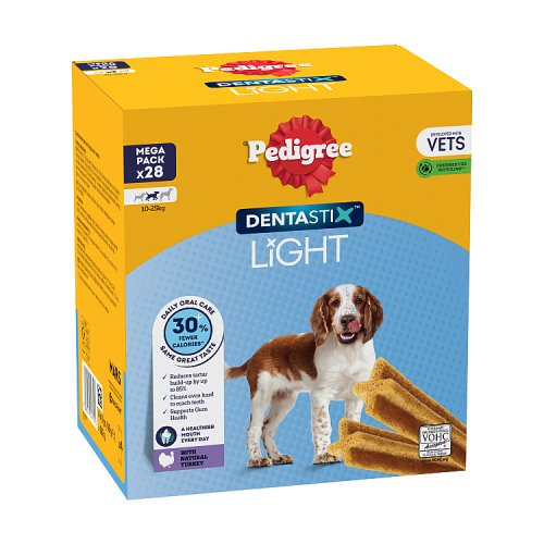 Pedigree Dentastix Light Daily Dental Chews Medium Dog 28 Sticks pack shot