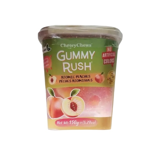 Gummy Rush Atomic Peaches Tub 150g pack shot