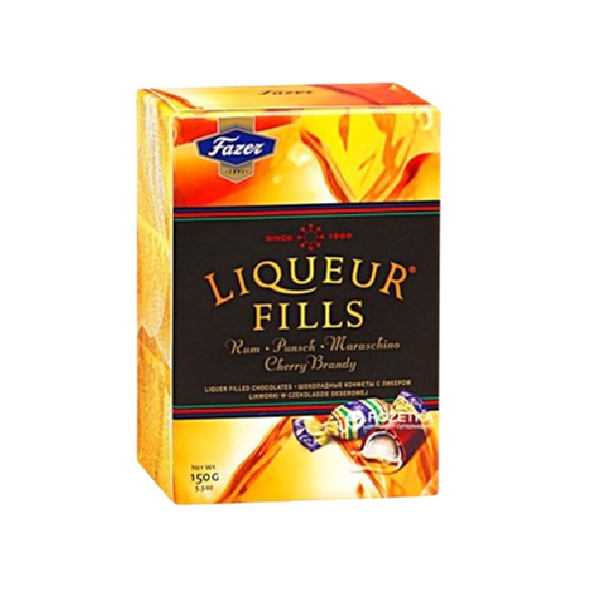 Fazer Liqueur Filled Chocolate Box Dark Assorted 150g pack shot