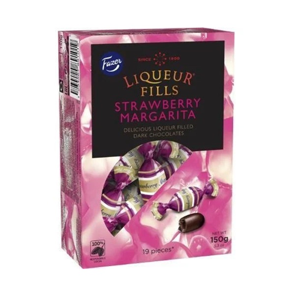 Fazer Liqueur Filled Chocolate Box Dark Strawberry Margarita 150g pack shot