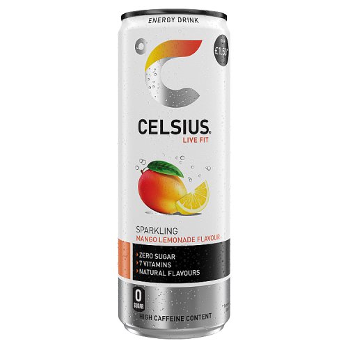 Celsius Mango Lemonade PM £1.50 355ml pack shot