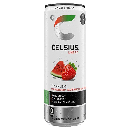 Celsius Strawberry & Watermelon PM £1.50 355ml pack shot