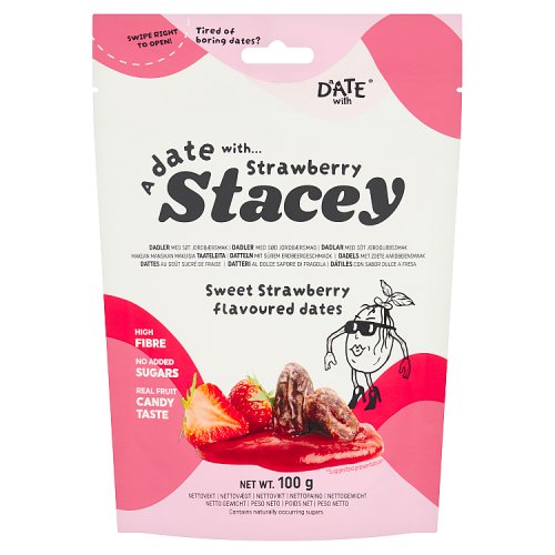 Sunshine Delights A Date & Strawberry Stacey 100g pack shot