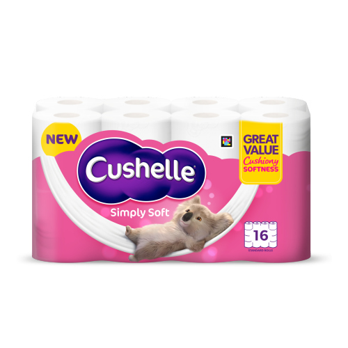 Cushelle Simply Soft Toilet Tissue 16pc pack shot
