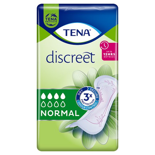 Tena Discreet Normal Pads 12pk pack shot