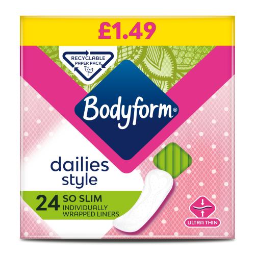 Bodyform Dailies So Slim Pantyliners 24s PMP pack shot
