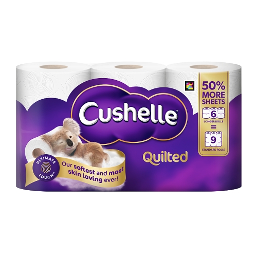 Cushelle Quilted 50% Longer Rolls 6s pack shot