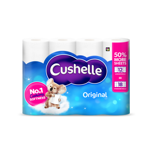 Cushelle Orignal 50% Longer Roll 12s (12 x 270 Sheets) pack shot