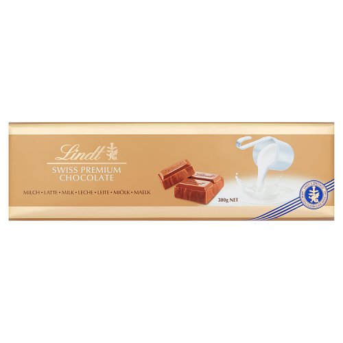 Lindt Gold Bar Swiss Premium Milk Chocolate Latte 300g pack shot