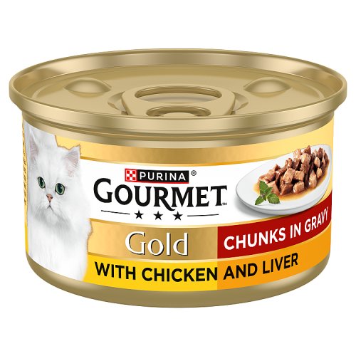 Gourmet Gold Chunks In Gravy Chicken & Liver 85g pack shot