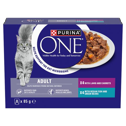 Purina ONE Adult Fish & Lamb (8 x 85g) pack shot