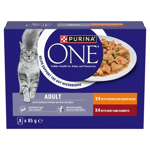 Purina ONE Chicken & Beef Adult (8 x 85g) pack shot