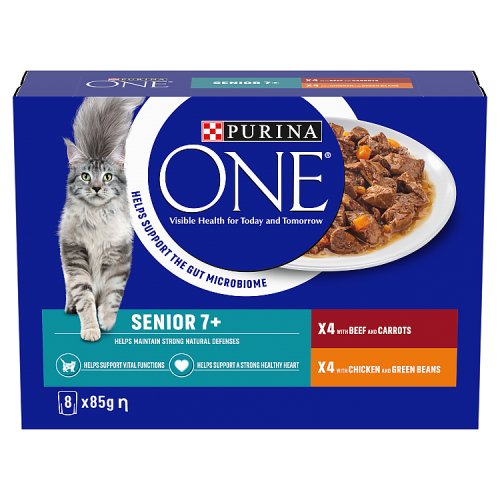 Purina ONE Senior 7+ Chicken & Beef (8 x 85g) pack shot