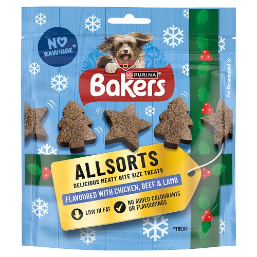 Bakers Dog Treats Chicken Beef & Beef Allsorts 98g pack shot