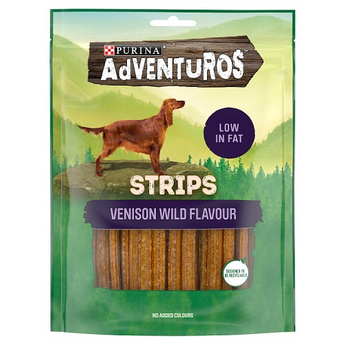 Adventuros Dog Treats Strips Venison Wild 90g pack shot