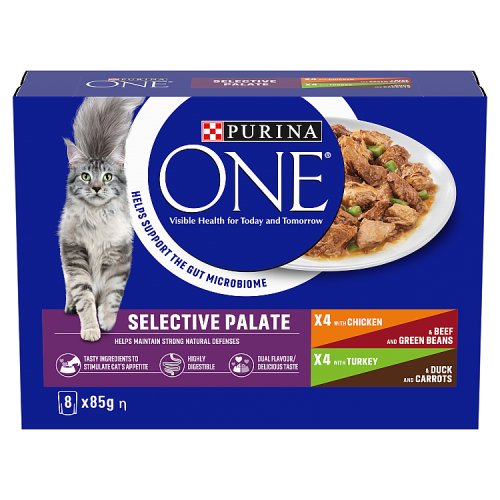 Purina ONE Senior 11+ Chicken & Whole Grain (8 x 85g) pack shot