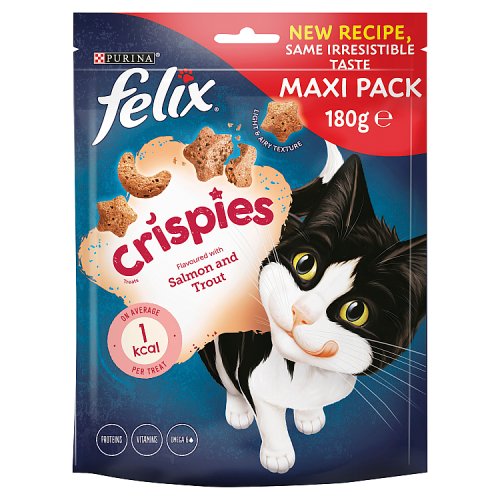 Felix Crispies Salmon & Trout Cat Treats 180g pack shot