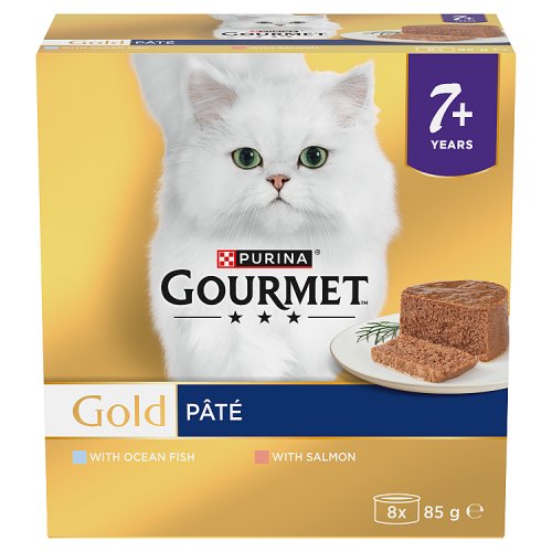 Gourmet Gold Senior Mousse Salmon (8 x 85g) pack shot