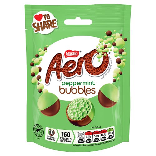 Aero Bubbles Peppermint Mint Choco Bag 80g pack shot