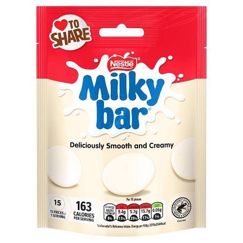 Milkybar White Choco Giant Buttons Pouch 80g pack shot