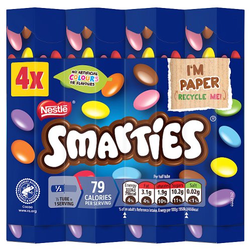 Smarties Hexatube 4pk (4 x 34g) pack shot