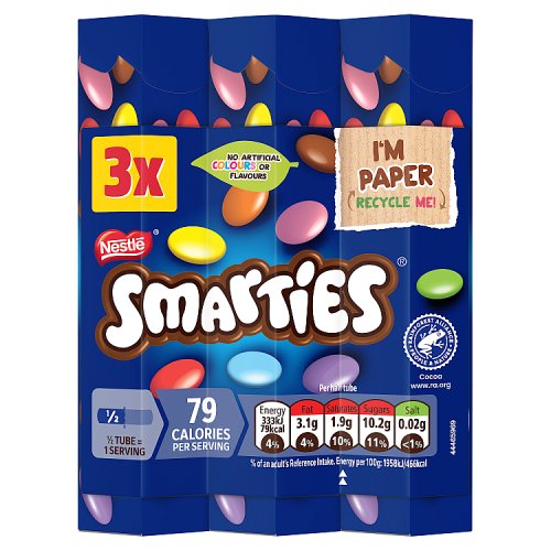 Smarties Hexatube 3pk (3 x 34g) pack shot
