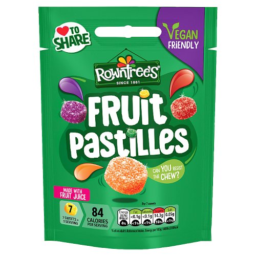 Rowntrees Pouch Fruit Pastilles 143g (Vegan) pack shot