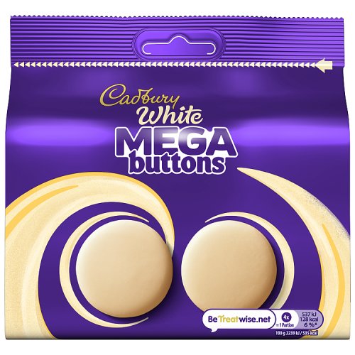 Cadury White Mega Buttons Chocolate Large Bag 192g pack shot