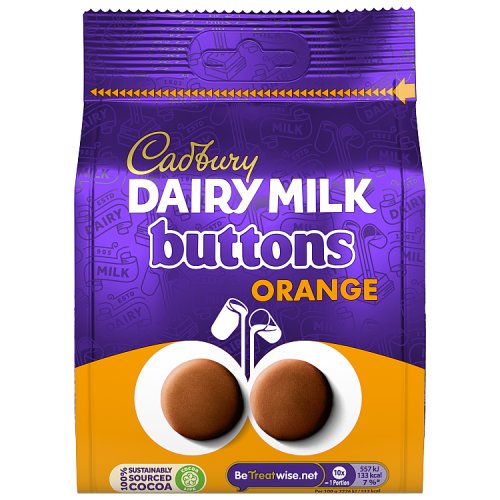 Cadbury Large Bags Giant Buttons Orange 100g (E) pack shot