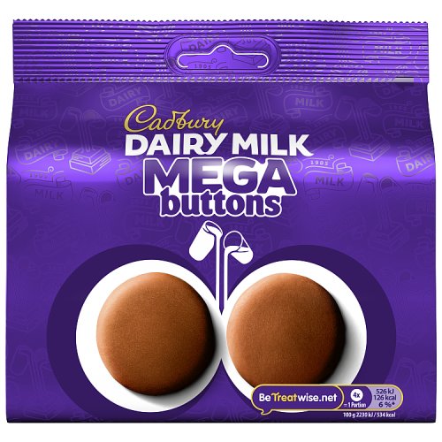 Cadbury Dairy Milk Mega Buttons Chocolate Large Bag 192g pack shot