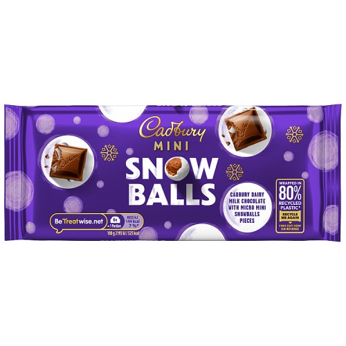 Cadbury Dairy Milk Mini Snowballs Bar 110g pack shot