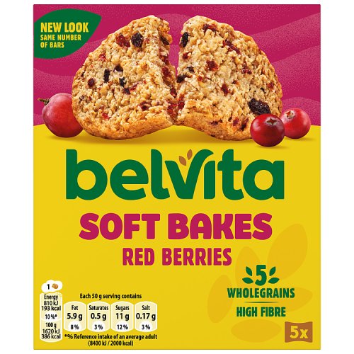 Belvita Softbakes Red Berries 5pk (5 x 50g) pack shot