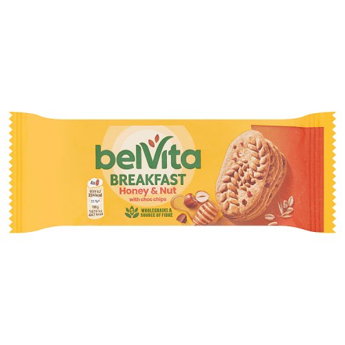Belvita Honey & Nut with Chocolate Chips Cereal Biscuit Snack Bar 50g pack shot