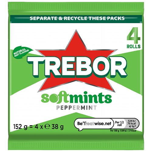 Trebor Softmints Peppermint 4pk (4 x 38g) pack shot