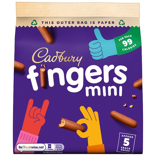 Cadbury Mini Nibbly Fingers 5pk 96.5g pack shot
