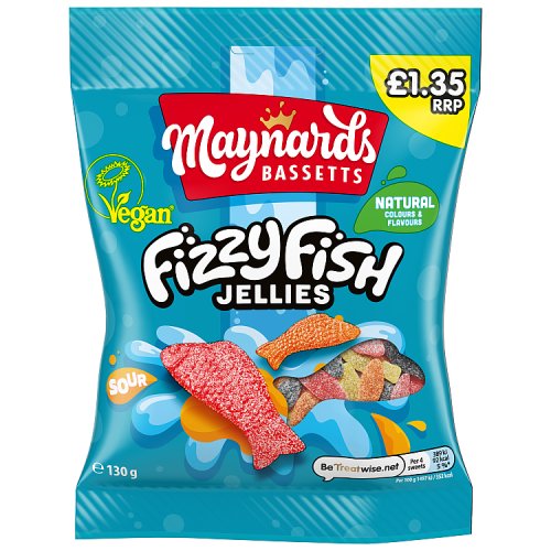 Maynards Bassetts Fizzy Fish PM £1.35 130g pack shot