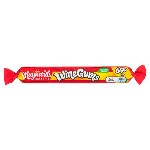 Maynards Bassetts Wine Gums Roll PM 69p 52g pack shot
