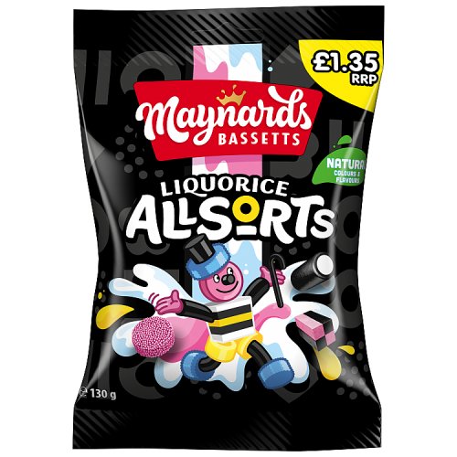 Maynards Bassetts Liquorice Allsorts PM £1.35 130g pack shot