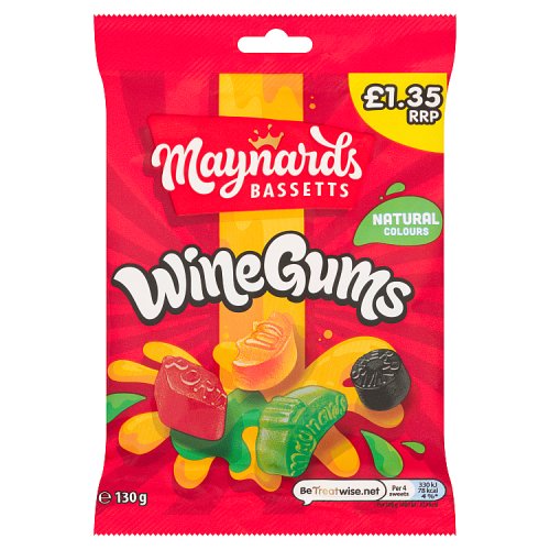 Maynards Bassetts Wine Gums PM £1.35 130g pack shot