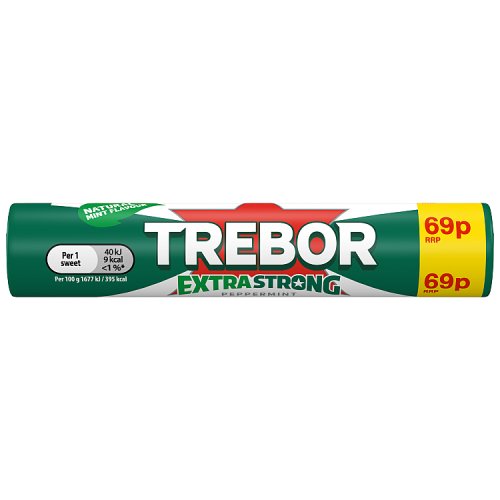 Trebor Extra Strong Mint Peppermint PM 69p 41.3g pack shot