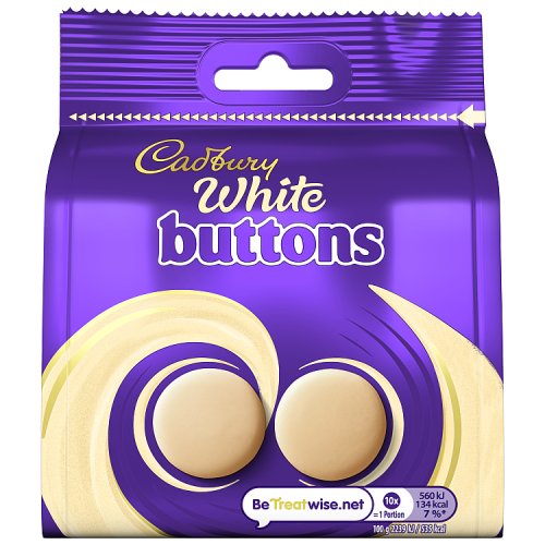 Cadbury White Buttons Bag 85g pack shot