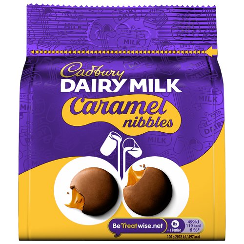 Cadbury Dairy Milk Caramel Nibbles Bag 85g pack shot