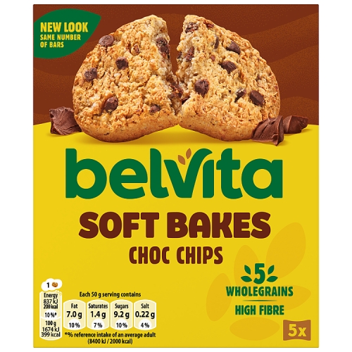 Belvita Soft Bakes Choc Chip 5pk (5 x 50g) pack shot