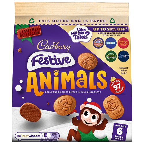 Cadbury Festive Animals 6pk (6 x 19.9g) pack shot